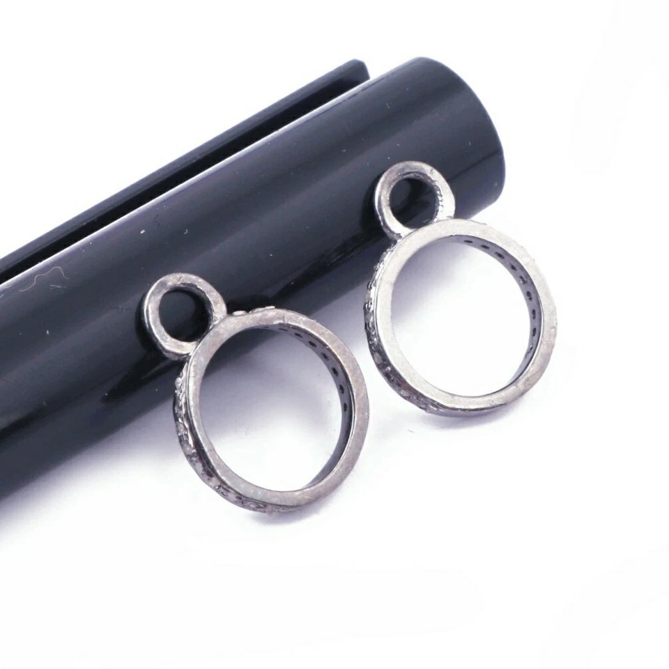 Bail Ring Pave Diamond 925 Silver Jewelry Findings Lobster Ring Supplies. - Image 3 of 4