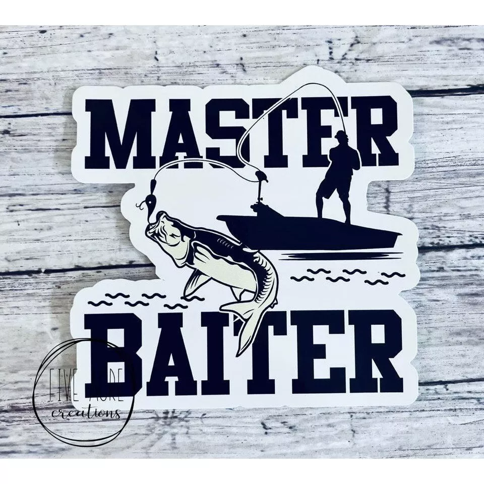 Funny Fishing Theme Decal, Master Baiter Sticker