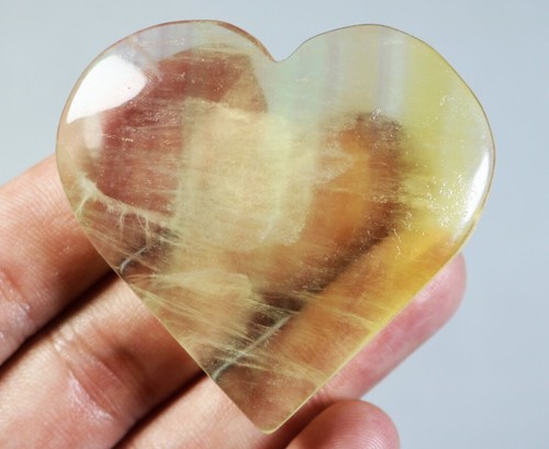 Natural Colour Fluorite Quartz Crystal Heart Palm Stone Reiki Healing Specimen