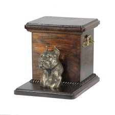 American Staffordshire Terrier, Amstaff III - urn for dog ashes with a statuette