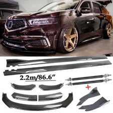For Acura MDX  Fiber Front Bumper Lip Spoiler 86.6" Side Skirt Body Kit G+