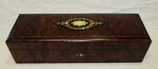 GLOVE BOX JEWELRY BOX MARQUETRY NAPOLEON III 19th Antique Box