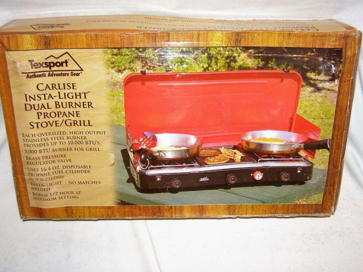 Texsport Carlise Portable Dual Burner Tabletop Propane Stove/Grill 10000  BTU NEW