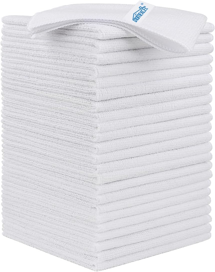 HOMEXCEL 24-Pack Microfiber Cleaning Cloths for Kitchen Lint-Free Towels