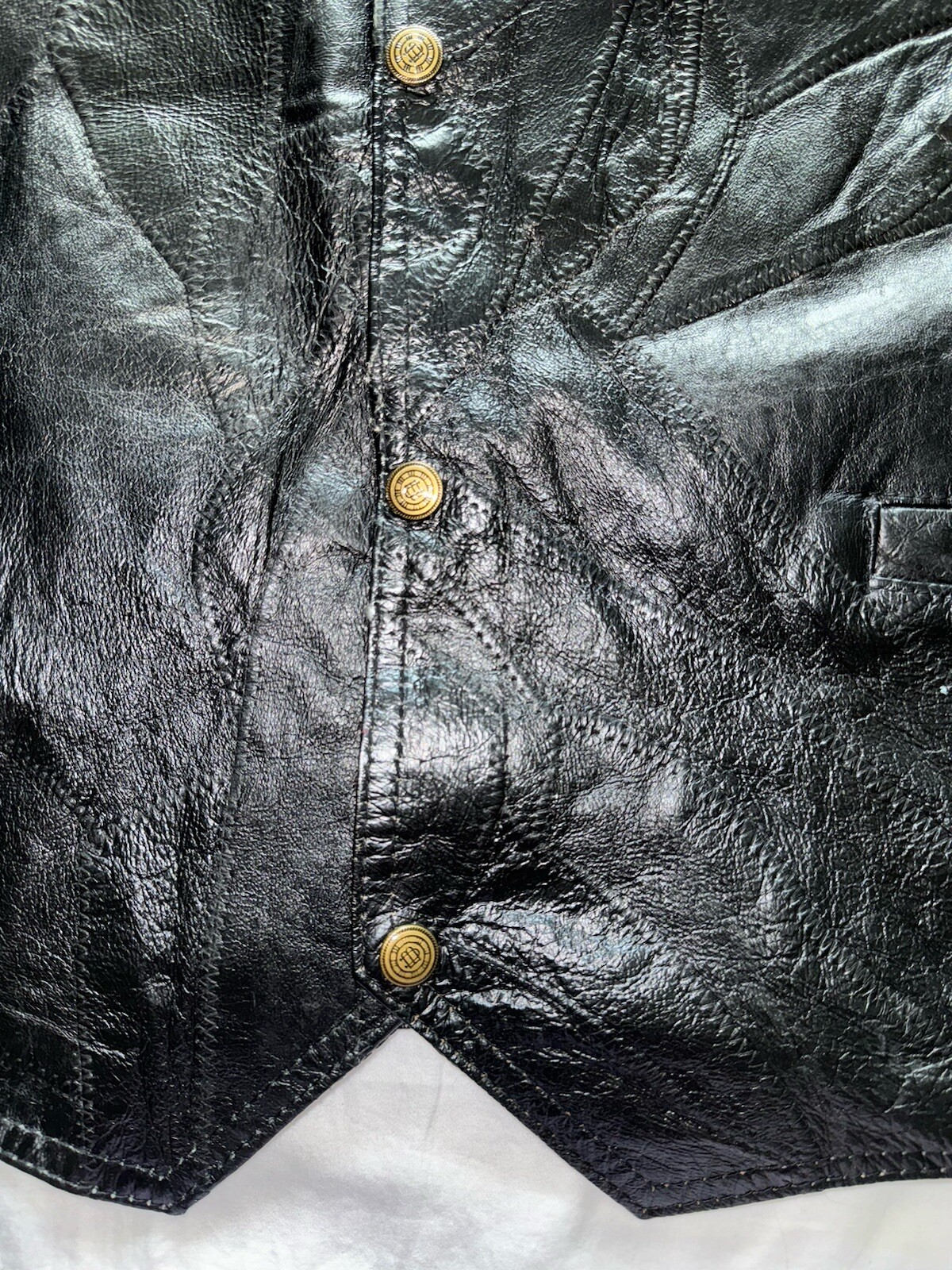 Direct Source Inc Patchwork Black Leather Men’s V… - image 3