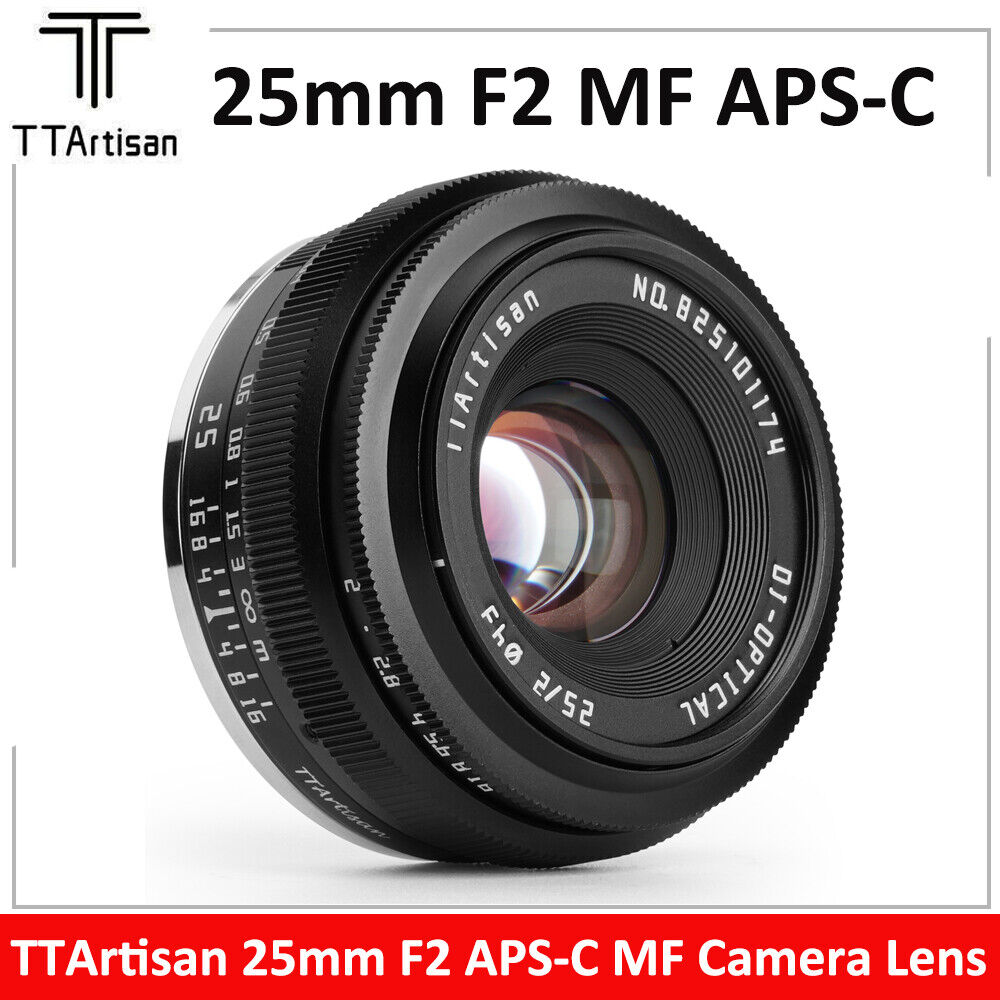 TTArtisan 25mm F2.0 APS-C MF Portrait Lens for Canon EF-M RF Nikon Z Sony E Fuji