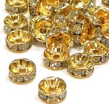 Glas Strasssteine Rondell Spacer 6/8mm Metallperlen Schmuck Zwischenteile