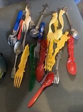 Large Lot Of Toddler Silverware. Some Plastic, Some Metal