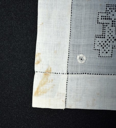 Corredor de mesa vintage crudo floral bordado lino transparente 13,5 x 40,5 como está - Imagen 11 de 12