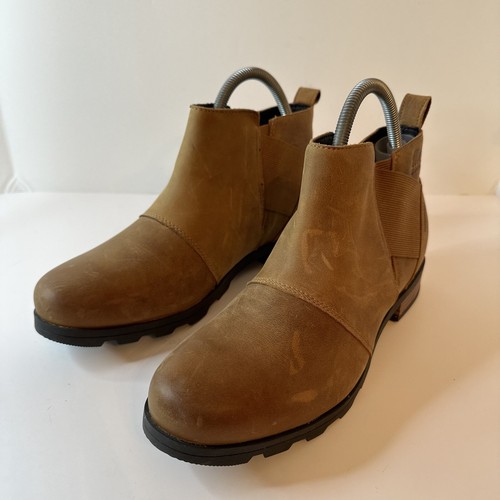 Sorel Boots Womens 11 Emelie Chelsea Ankle Bootie Brown Leather Casual - Picture 4 of 12