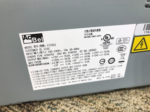 AcBel Switching Power Supply 1030W FS7052 for Lenovo 41A9762 - Picture 6 of 6