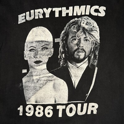 VTG 1986 Eurythmics Revenge Tour T Shirt Large Black 80s Pop Synth