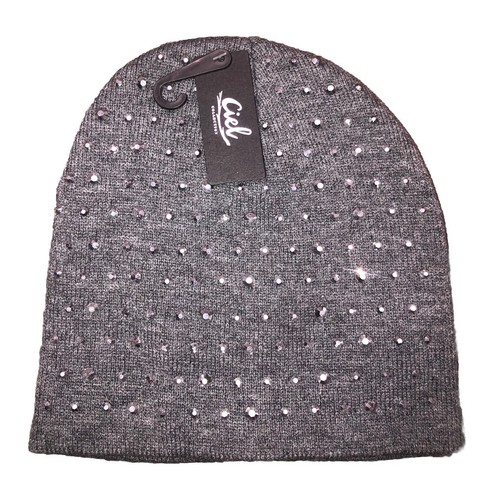 Ciel Collections Beanie Women’s Gray Knit Cap Studded One Size NEW