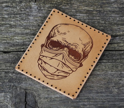 Skull leather patch, Skull sew, Rocker accessories, Motorcycle patches. - Picture 2 of 5
