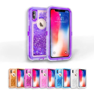 TMAN For Apple iPhone XR/XS/ XS MAX Armor ShockProof bling Glitter Liquid Case Cover