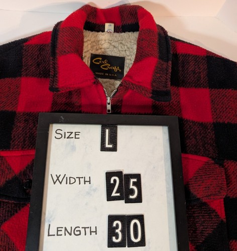 VTG Cal Craft Buffalo Plaid Check Red & Black Wool Blend, Sherpa Lined Jacket, L - Picture 10 of 12
