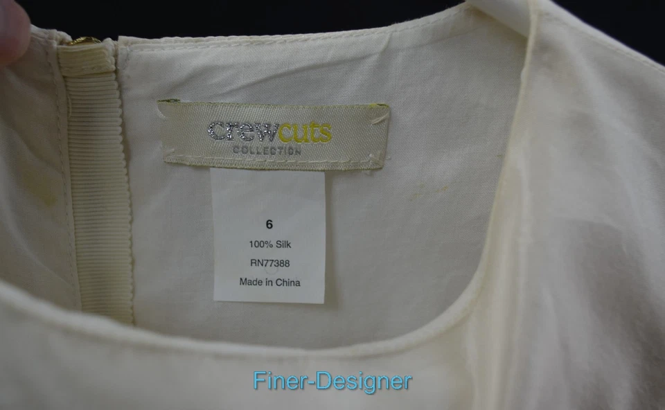 Vestido de Ocasión J Crew Cuts Seda Tafetán Flor Niña Vestido Vestido Nupcial Volantes TALLA 6 NUEVO Foto 4 de 4