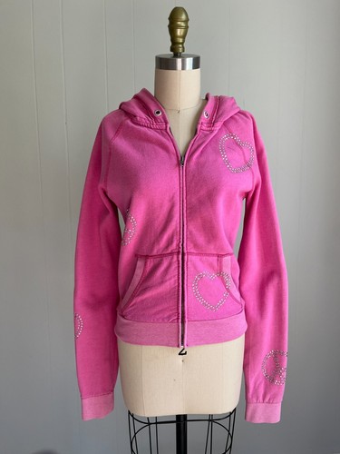 Sudadera con Capucha ROSA Vintage Y2K Victorias Secret Mediana Tachonada Estrás - Imagen 5 de 21