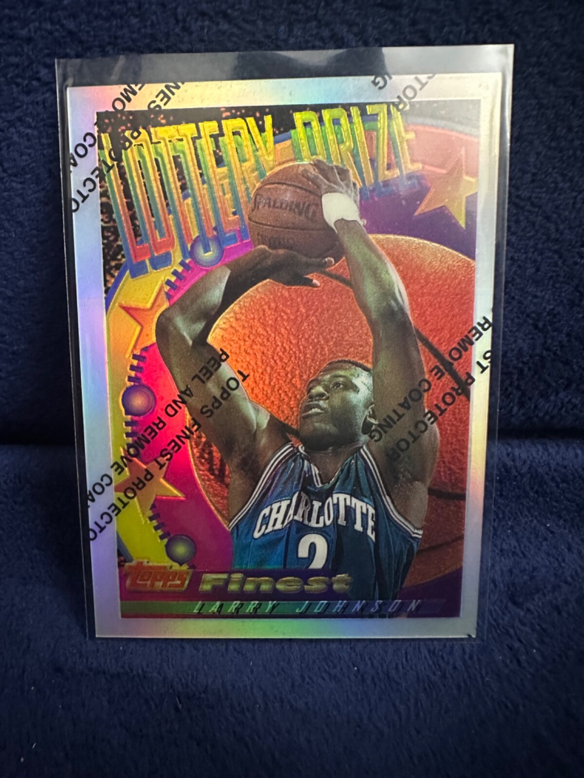 1994-95 Topps Finest Lottery Prize Test Refractor Larry Johnson RAREST 90's card