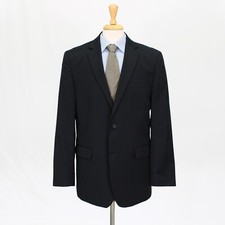 Calvin Klein 42L Black Sport Coat Blazer Jacket Solid 2B Wool