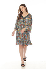 Johnny Was Love Divina Floral Wide Sleeve Tunic Dress Boho Chic L38821