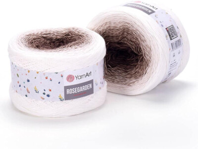Yarn Art Flowers Rosegarden 100% Cotton 250gr 8.80 oz 1094yds White-browns-ombre
