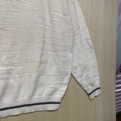 Suéter Pinnacle Vintage Adulto Grande Blanco Manga Larga Para Hombre Golf Bordado Y2K Foto 4 de 4