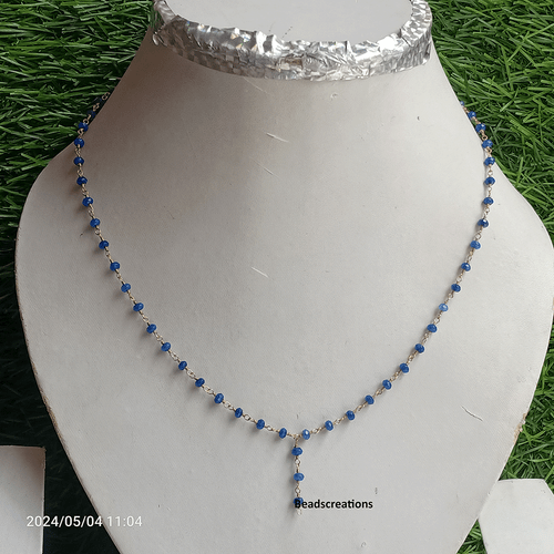 3-4 mm Natürlicher Blauer Lapislazuli Vergoldet Rosenkranz Perlen Kette Edelstein Halskette - Bild 3 von 4