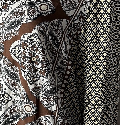 Belle Boho Kim Gravel Blouse Large Brown Cream Floral Pattern Bell Sleeve Tunic - Picture 6 of 13