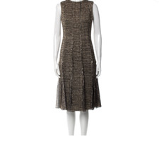 Oscar de la Renta Woven Metallic Pleated Knee Length Dress M/US 8  Resort 2021 