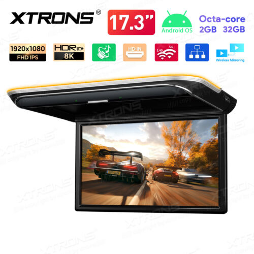 17.3" Full HD 1080P Android Octa Core Car Roof Flip Down Monitor HDMI Overhead - Picture 1 of 13