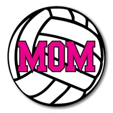 Magnet Me Up Volleyball Mom Sports Magnet Decal, 5 Inch Round, White and Pink
