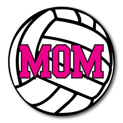 Magnet Me Up Volleyball Mom Sports Magnet Decal, 5 Inch Round, White and Pink