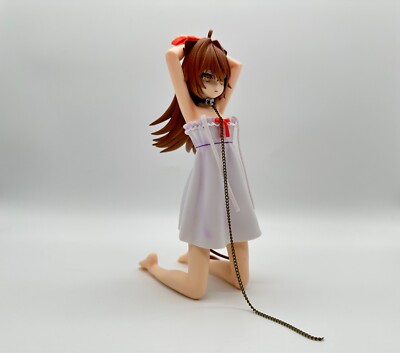 Sexy Anime Figur Rurudo Löwe kniend ecchi Manga Mädchen weißes Kleid