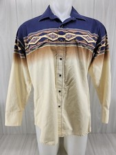 Distressed Brooks Dunn Aztec Tribal Pearl Snap Western Rodeo Cowboy Shirt LRG