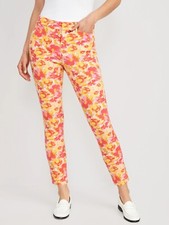 RARE NEW Old Navy Womens Floral High Waisted Pixie Skinny Ankle Pants Pink 8 NWT