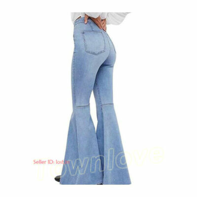 Womens High Waist Flare Bell Bottom Denim Pant Slim Bootcut Jeans