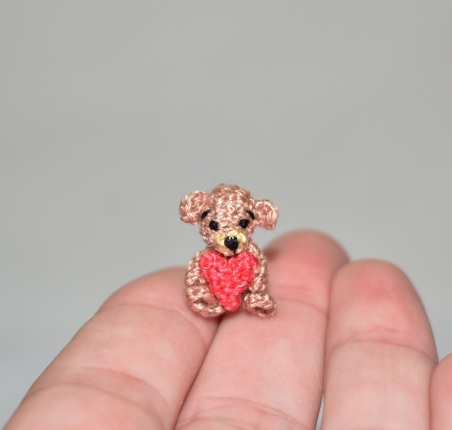 Miniature Bear Ooak Artist Teddy Bear Dollhouse Dolls Toy Animal Gift 0.8" PN9525 Miniature Bear Ooak Artist Teddy Bear Dollhouse Dolls Toy Animal Gift 0.8" PN9525
