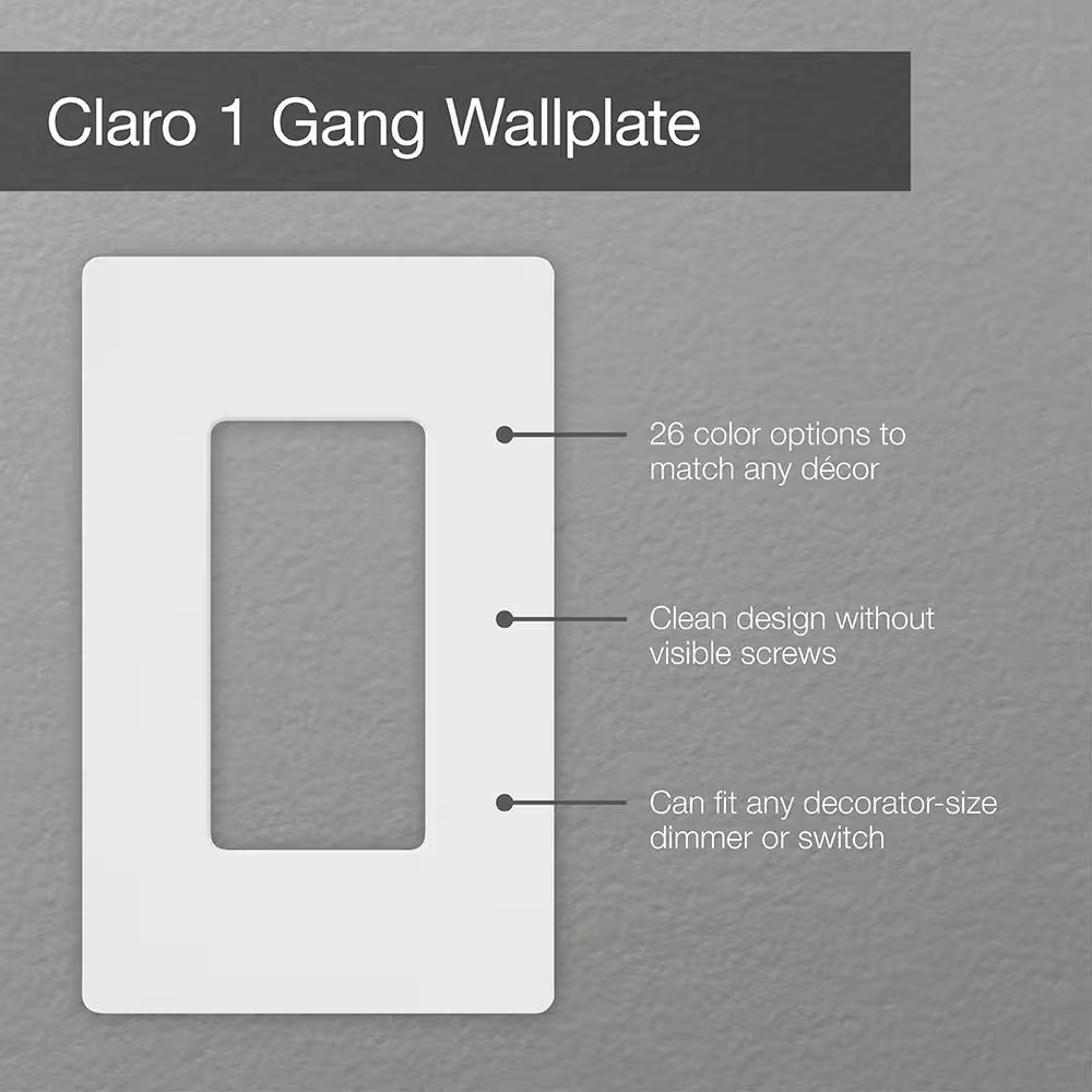 Claro 1 Gang Wall Plate for Decorator/Rocker Switches, Gloss, White (6-Pack)