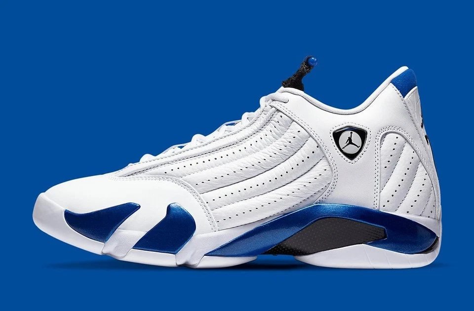 Nike Air Jordan 14 Retro Branco Hyper Royal 487471-104 Masculino Tamanho Novo - Imagem 2 de 4