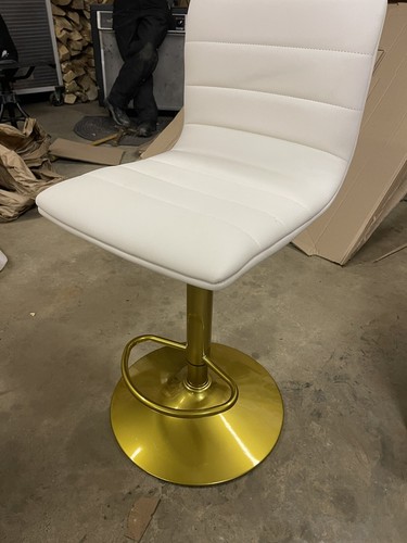 adjustable bar stool White And Gold Brand New Just Put Together - Picture 2 of 2