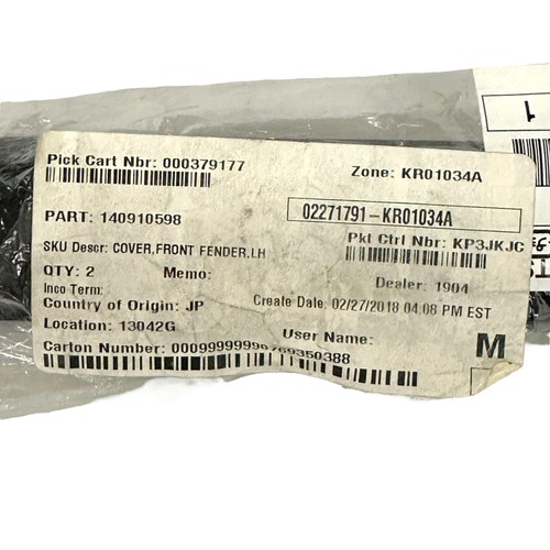 Kawasaki 14091-0598 LH Front Fender Cover fits ZX-14 ZX-14R ZX-10RR Concours - Picture 5 of 6
