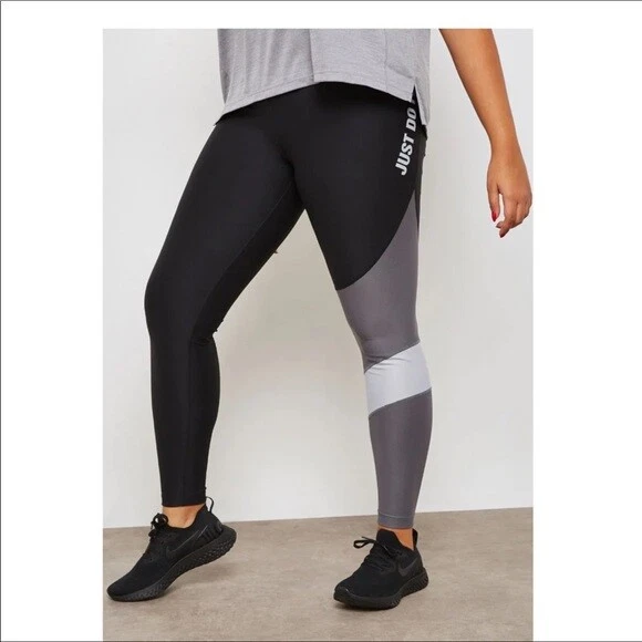 Women's Nike Power Victory Tights 2XL Black Gray Casual Gym Training  Running