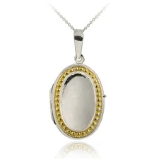 Sterling Silver Two-Tone Oval Locket Pendant