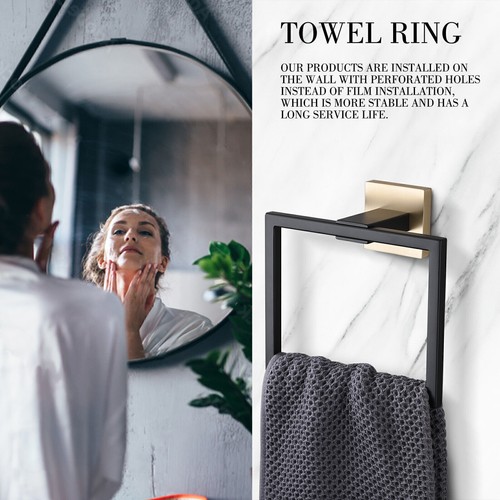 5 pcs Bathroom Hardware Accessories Set Towel Bar Set Black Gold - Picture 4 of 10