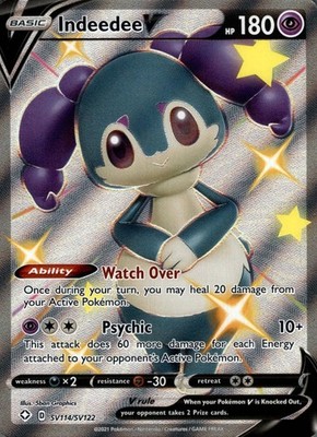 Indeedee V SV114/SV122 Holo V Rare Shining Fates Shiny Vault Pokemon Holo NM