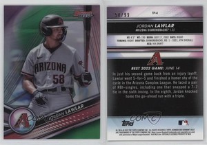 2022 Bowman's Best Top Prospects Green Refractor /99 Jordan Lawlar #TP-4