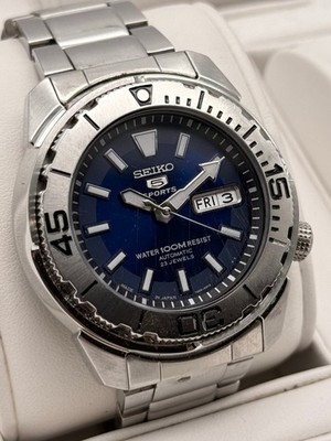 Seiko 5 Sports Automatik Herrenuhr Diver Taucheruhr Mechanisch Edelstahl Blau