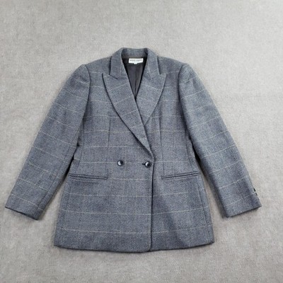 Giorgio Armani Le Collezioni Blazer Womens 10 Gray Windowpane Lined Italy
