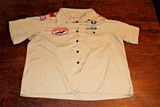Boy Scouts of America BSA Women's Shirt Tan 42-44 Large Sewn Patches